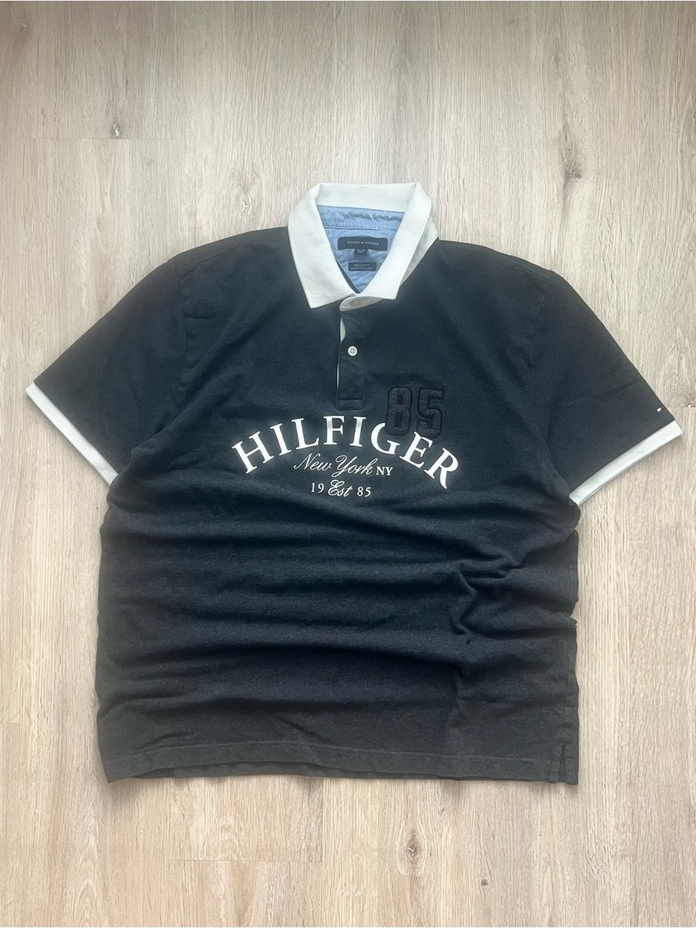 Tommy Hilfiger Slim Fit Polo Shirt Mens XL New York Logo Preppy Sporty Designer